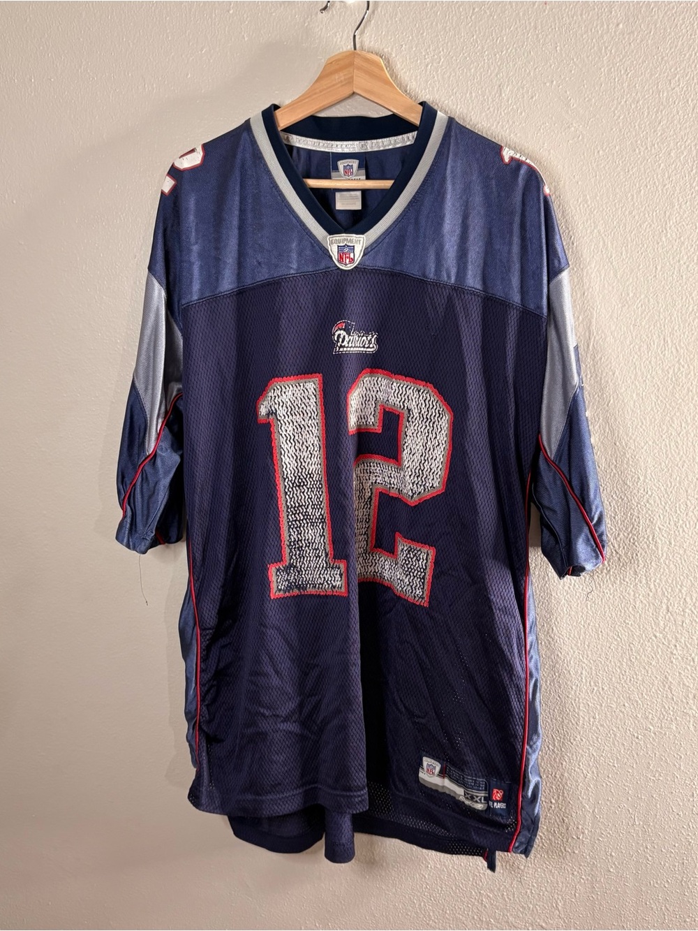 Reebok Navy and Silver New England Patriots #12 Jersey